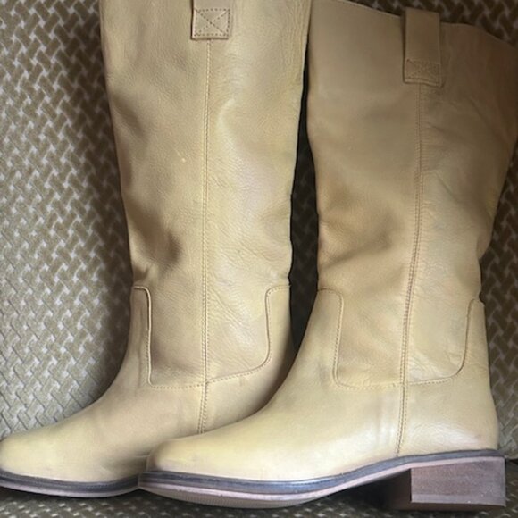 Urban Outfitters Tall Tan Lush Leather Slouch Pull On Boots - Picture 15 of 16